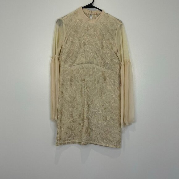 NWT Free People Cleo Mini Dress Tea cream SZ 6 - Picture 3 of 11